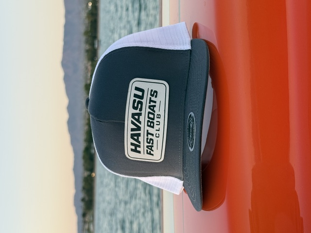 Black Havasu Fast Boats Club trucker hat with leather patch