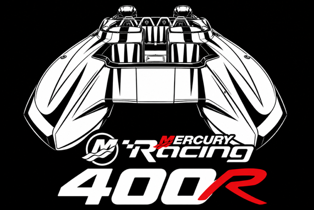 Mercury Racing 400R twin outboard speedster print artwork